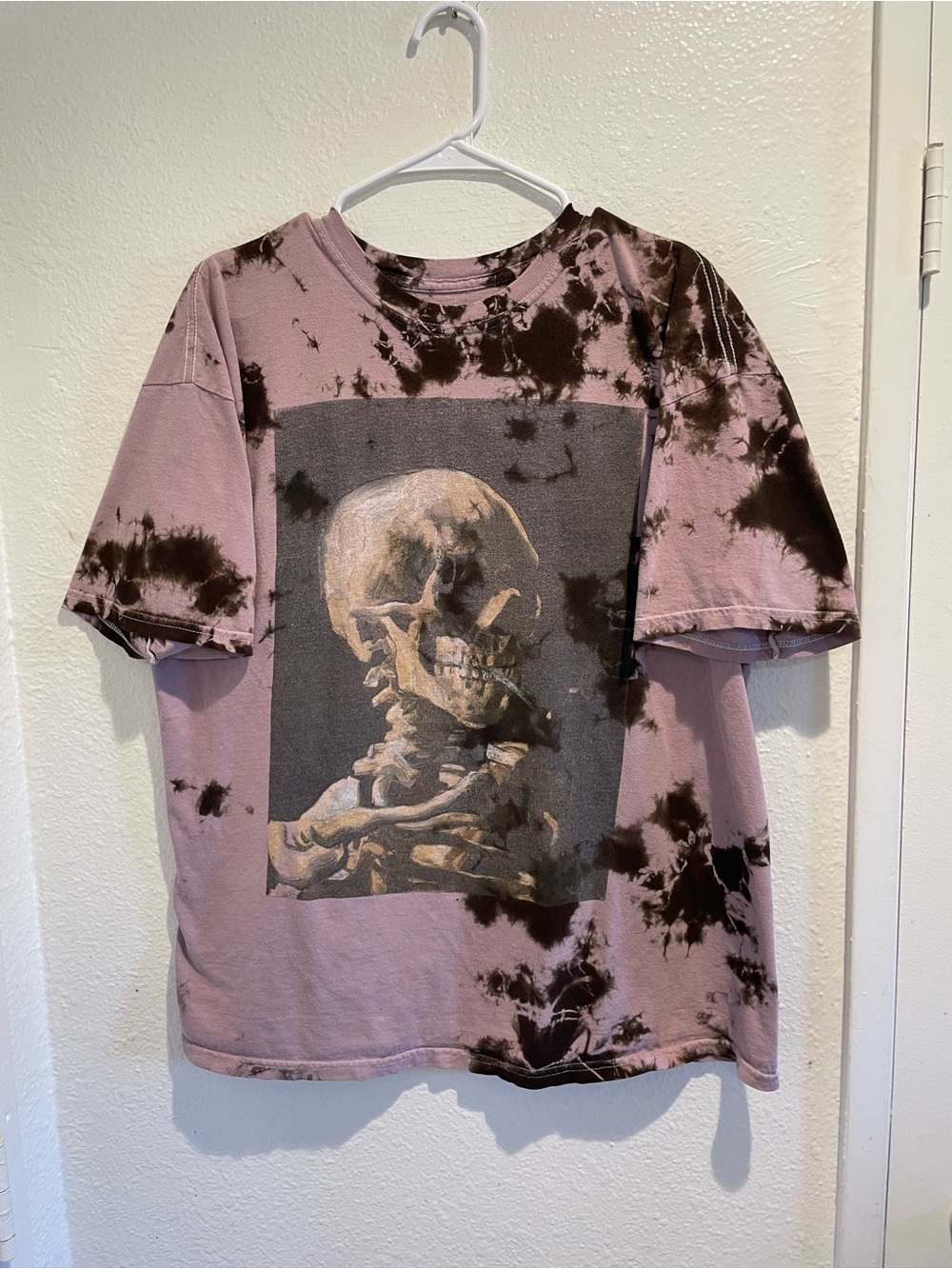 💜 Urban Outfitters Grunge Van Gogh Smoking Skull Tie Dye Tee 💀 Large
